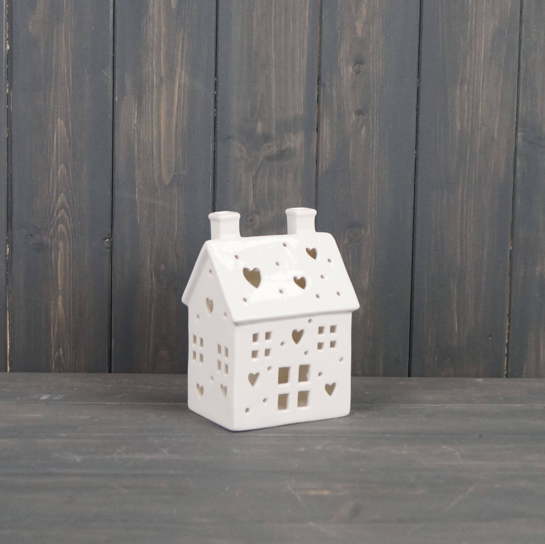 Large White Light Up Ceramic House detail page